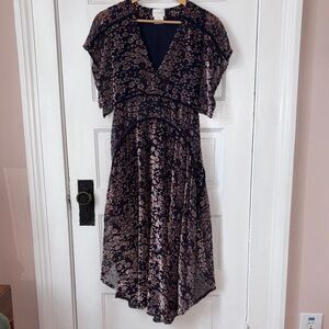 FOXIEDOX FLORAL VELVET BURNOUT  MIDI DRESS